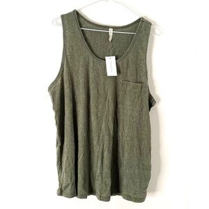 Mia & Tess Olive Green Pocket Tank Top NWT
